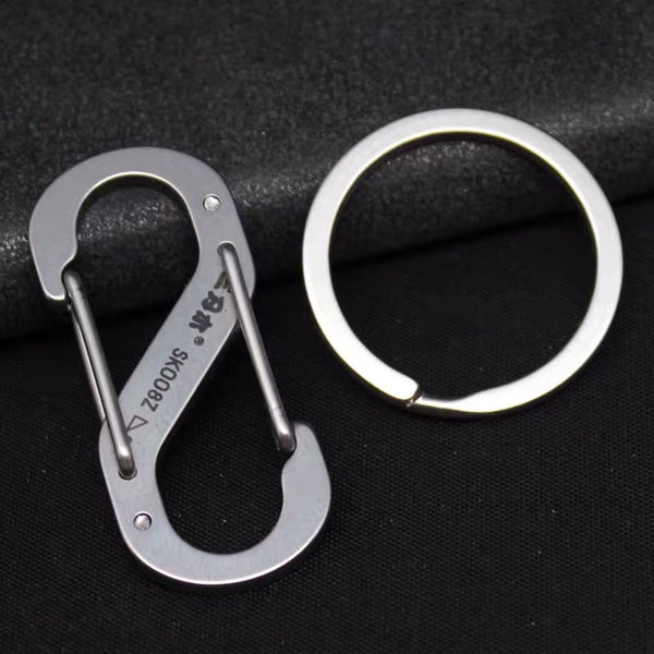 Lucky Number Stainless Steel Carabiner & Round Keyring Set, for Men & Women