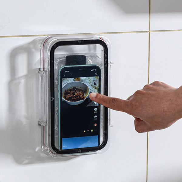 Wall-Mounted Waterproof Shower Phone Holder, with Anti Fog & Touch Screen Design, for Bathroom & Kitchen
