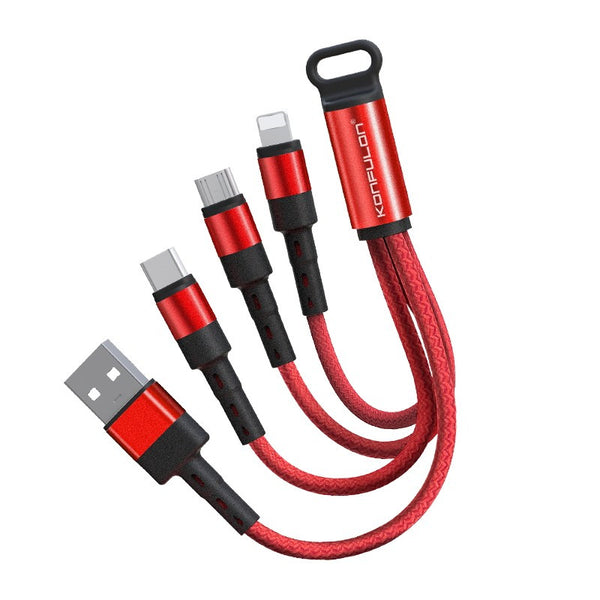 3-in-1 Universal Charging Cable, with Lightning/Type-C/Micro USB, for Phones & Tablets