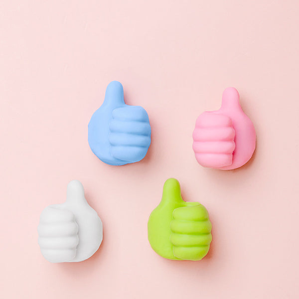 Multi-Function Self Adhesive Creative Silicone Thumbs Up Shaped Wall Hook, for Hanging Keys, Cables & More (4-Pack)
