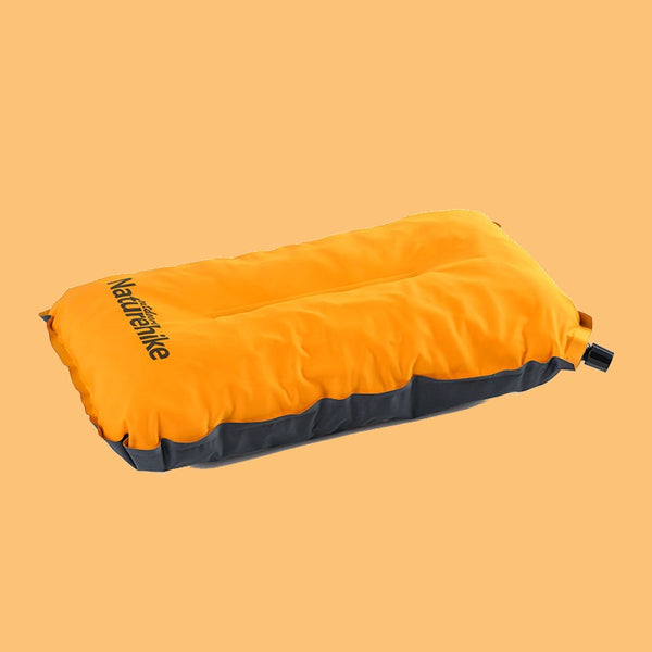 Portable Self-inflating Pillow, with Breathable Fabric, Sponge Filling & Adjustable Height, for Camping, Office & More