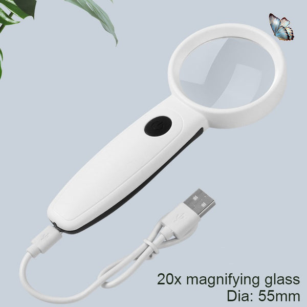 Rechargeable LED Lighted 40X Handheld Magnifier, for Repairing, Reading & More