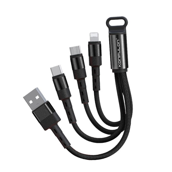 3-in-1 Universal Charging Cable, with Lightning/Type-C/Micro USB, for Phones & Tablets