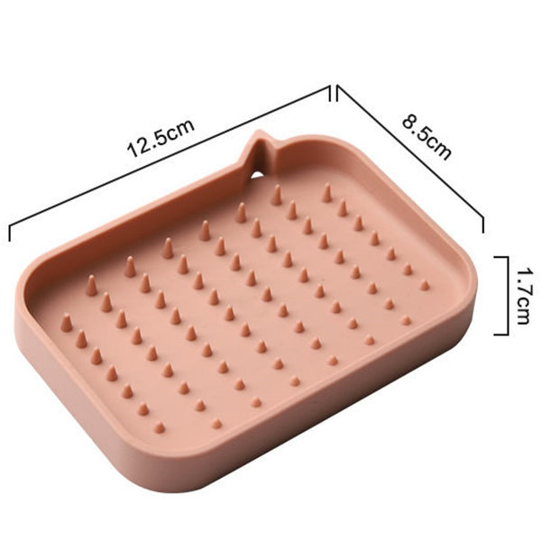 Self-Draining Silicone Soap Dish with Drain, for Kitchen & Bathroom (2-Pack)