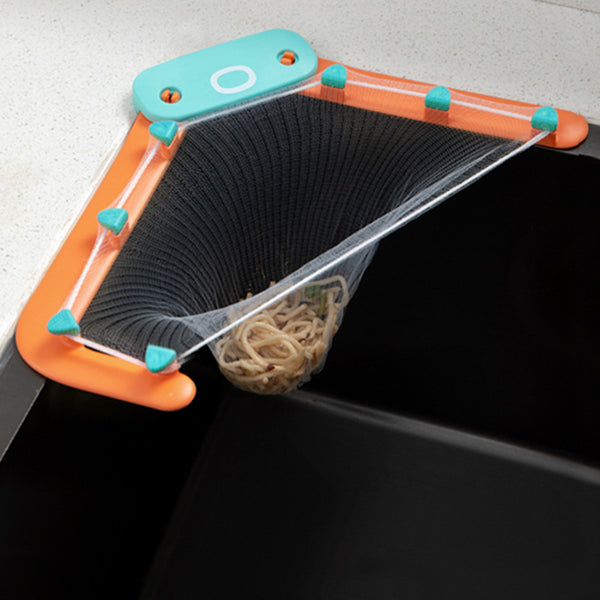 Triangle Tri-Holder Filter with Sink Strainer Bag, for Kitchen Waste Leftover (50 Bags + 1 Holder)