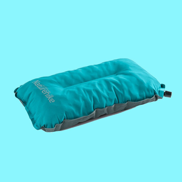 Portable Self-inflating Pillow, with Breathable Fabric, Sponge Filling & Adjustable Height, for Camping, Office & More