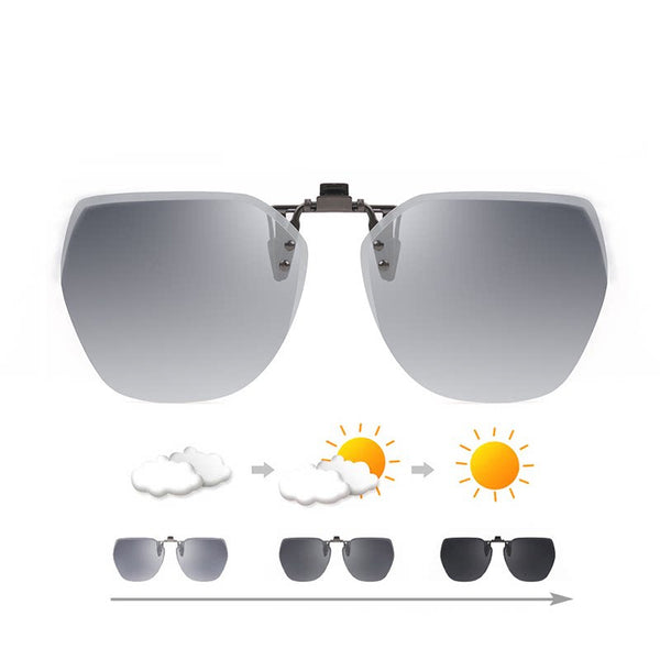 Clip-on Rimless Polarized Sunglasses, with Anti-glare and Flip-Up Design, for Outdoor/Driving