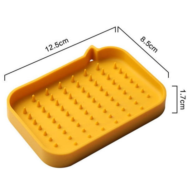 Self-Draining Silicone Soap Dish with Drain, for Kitchen & Bathroom (2-Pack)