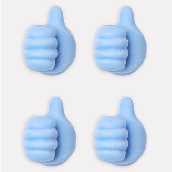 Multi-Function Self Adhesive Creative Silicone Thumbs Up Shaped Wall Hook, for Hanging Keys, Cables & More (4-Pack)