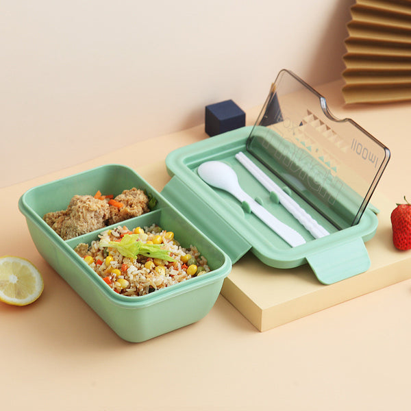 Bento Box with 2 Compartments, Chopsticks, Spoon, Phone Holder, Silico ...