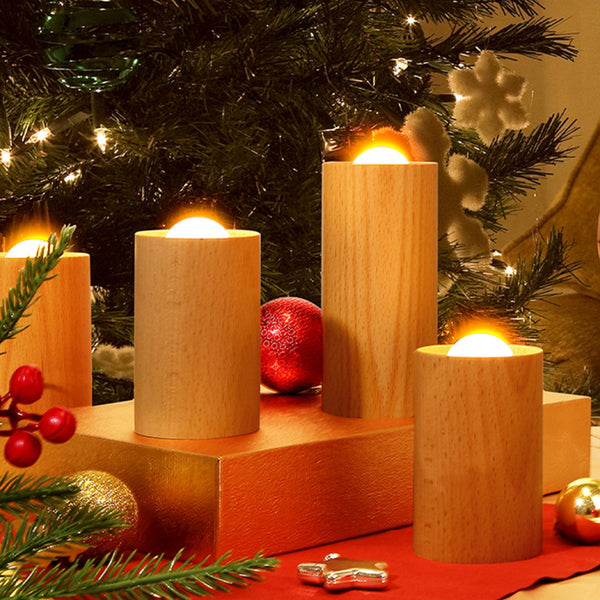 Wooden Creative Candlelight Airflow Blowing Control Night Light