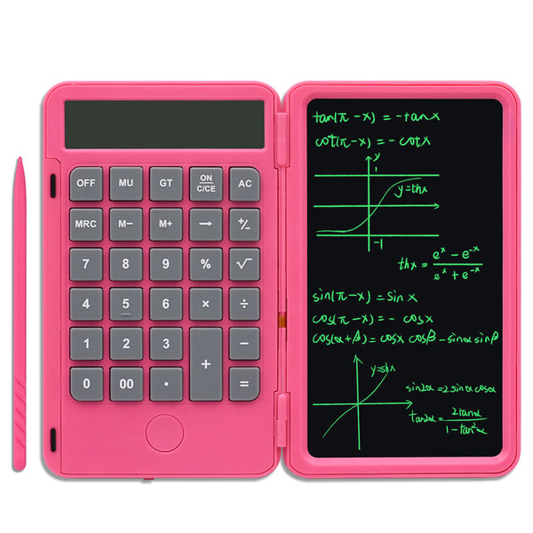 2-in-1 Portable Foldable 10-Digit LCD Display Calculator with 6-Inch Erasable Writing Tablet